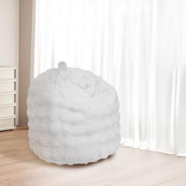 Imagem de Capa de cadeira de pufe de pele sintética de coelho (sem enchimento) Capa de pufe confortável de pele sintética fofa para organizar brinquedos de pelúcia ou saco de feijão bolha têxtil decoração de