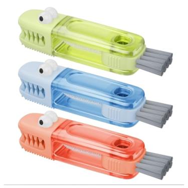 Imagem de Escova de limpeza multifuncional 3 em 1 para tampa de copo (pacote com 3, multicolorida) – Limpador de fendas de cozinha compacto para espaços estreitos