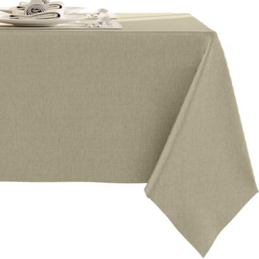 Imagem de RUOYU Toalhas de mesa de café de mistura de linho pesado – 177,8 cm x 139,7 cm Toalha de mesa premium sólida resistente a manchas à prova d'água para jantar, cozinha, banquetes e buffet, tecido macio