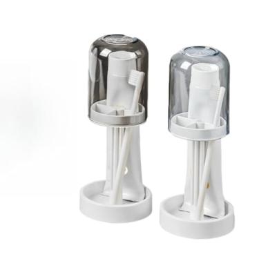 Imagem de Porta Escova e Pasta de Dente com Tampa À Prova de Poeira – Organizador de Banheiro Moderno(3,Preto)