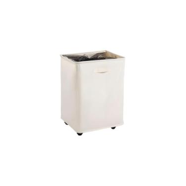 Imagem de Cesto Organizador Dobrável com Rodinhas, Bege, Plástico, 42x26x39cm, Ventilado, Portátil, com Alças Laterais