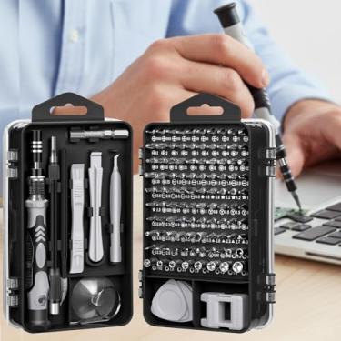 Imagem de Conjunto de chaves de fenda de precisão de 115 peças com caixa de armazenamento, conjunto de ferramentas de reparo de várias pontas para uso doméstico e oficina (prateado)