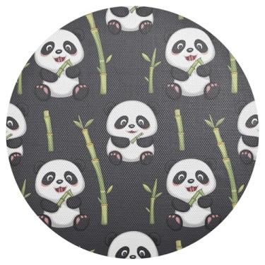 Imagem de Conjunto de 1 jogo americano redondo de PVC durável fofo panda preto 38 cm, tapetes laváveis para mesa de jantar