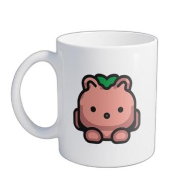Imagem de Caneca Xícara de Café Porcelana 300ml Com Ilustração De Mirtilo