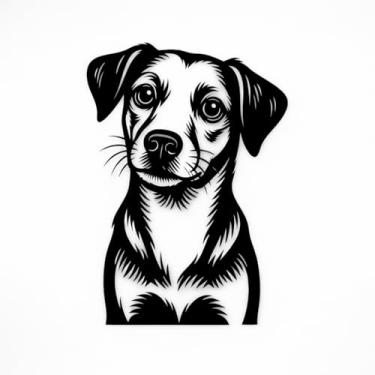 Imagem de Arte Decorativa Pet 3D para Parede, Dog Friendly, Cão, Quadro Cachorro, Shih Tzu, Labrador Retriever, Poodle, Pit Bull e Vira-Lata e Muito Mais, Preto, 23x23cm, Plástico Ecológico, Fita 3M, Confira Modelos (Vira-Lata)