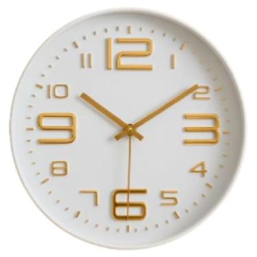 Imagem de Relógio de Parede Grande Analógico Minimalista Silencioso com Detalhes Dourados - Ideal para Sala, Quarto e Escritório, Design Elegante sem Ruído