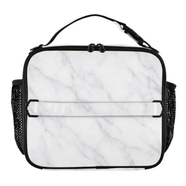 Imagem de Joisal Lancheira irregular com veios brancos e cinzentos para mulheres, meninas, lancheira masculina e infantil, lancheira para trabalho, reutilizável para alimentos, isolada para escola