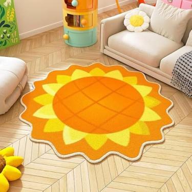Imagem de Poowe Tapete redondo de flores para sala de jogos infantil com alfabeto macio para quarto - coleção de brincadeiras, tapete de aprendizagem e jogo para sala de aula, melhor presente de chuveiro para