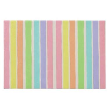 Imagem de Wassud Tapete de porta com listras arco-íris 61 x 89 cm, antiderrapante, lavável, com suporte de borracha, tapete macio e macio para sala de estar, quarto, entrada, entrada