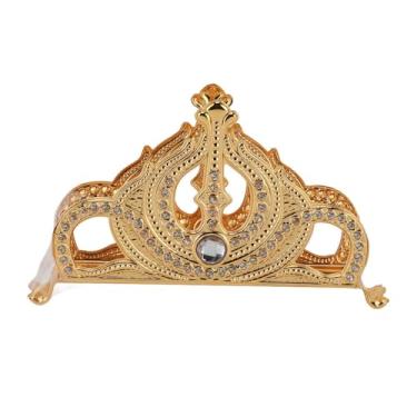Imagem de Porta-guardanapos de metal dourado estilo europeu liga de zinco organizador de guardanapos de mesa design de coroa