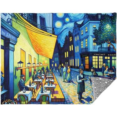 Imagem de Cobertor macio personalizado noite estrelada ao ar livre café para sofá ao ar livre cobertores de sofá para mulheres e homens cobertores macios rosa 177,8 cm x 139,7 cm