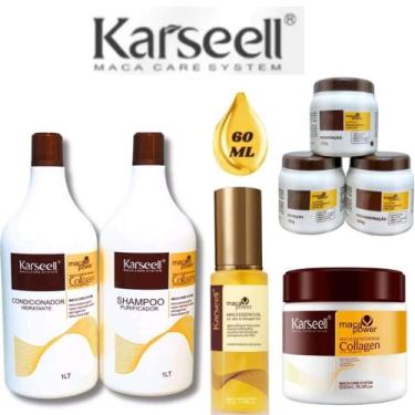 Imagem de Kit Shampoo Condicionador Karseell Colagem Original 1L + Máscara + Óle
