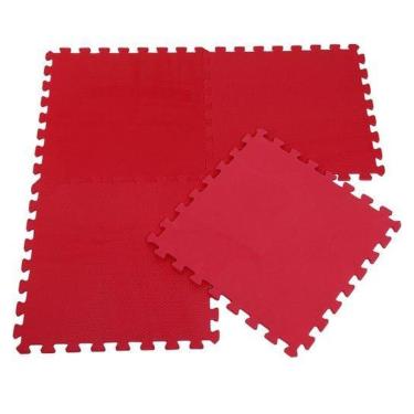Imagem de Kit Tatame Fitness Em EVA Com 04 Pçs de 52x52x1cm Vermelho-Unissex