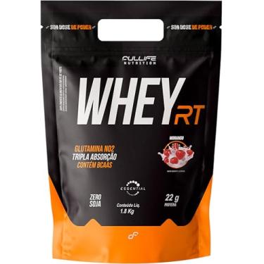 Imagem de Fullife Nutrition, Whey protein concentrado RT, 22g de proteína, Sabor Morango, Pouch, 1,8 kilos • 45 Doses