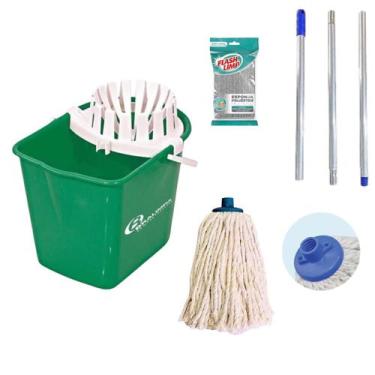 Imagem de Conjunto Mopinho Bralimpia VERDE Limpeza De Pisos 12l esponj