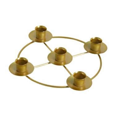 Imagem de Guirlanda do Advento de Natal Advento Castiçal de Natal Enfeite de Mesa Castiçal de Metal para Festival de Aniversário, Dourado