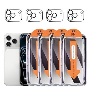 Imagem de Pacote com 4 protetores de tela de privacidade para iPhone 17 Pro Max [6,9 POLEGADAS] Acessórios privados antiespião, filme compatível com capas, protetor de lente de câmera de vidro temperado de grau