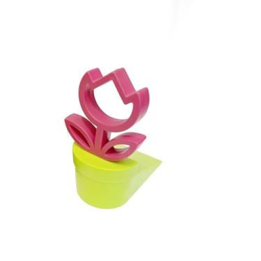 Imagem de Tampa de porta de silicone, design criativo de plantas em vaso com base antiderrapante, cunha resistente para proteção do chão (flor, 1 pacote)