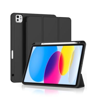 Imagem de Capa para iPad Pro 13 Polegadas M5 / M4 (2025/2024) com Suporte para Pencil Parte Traseira em TPU Macio função de ativação/desativação automática, Preto