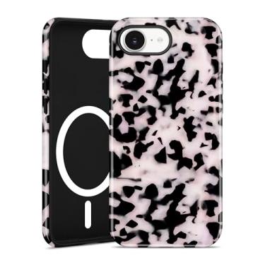Imagem de Aitipy Capa de telefone magnética pequena tartaruga para iPhone 16e, compatível com MagSafe, linda capa de telefone protetora à prova de choque branca com estampa de leopardo macio TPU rígido PC à