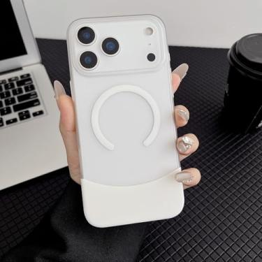 Imagem de SFDSUH Capa magnética para iPhone 16 Pro com carregamento sem fio e proteção contra impactos (Para iPhone 16 Pro/Branca)