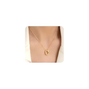 Imagem de Navirix Colar de ouro grosso para mulheres, colar gargantilha de corrente fina geométrica, acessórios modernos de joias de pescoço simples, Large, Metal, Sem Pedra Preciosa