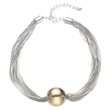 Imagem de PATIKIL Colar de contas grossas para mulheres, prata, gargantilhas douradas, gargantilhas ajustáveis, acessórios modernos para festas, casamentos, chás de panela, formatura, presentes de aniversário