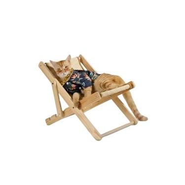 Imagem de Cadeira para Gato com Arranhador de Juta | Madeira Regulável 4 Alturas | Verniz Brilhante Antimofo | Pet Lounge Confortável e Resistente | VICA DECOR