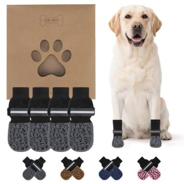 Imagem de KOOLTAIL Meias antiderrapantes para evitar lamber patas, sapatos de cachorro para pavimento quente, botas refletivas de controle de tração, botas de cachorro e protetor de patas para pisos de madeira
