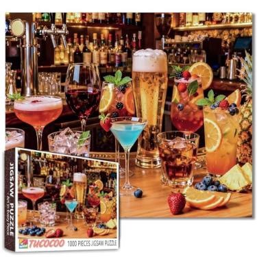 Imagem de Quebra-cabeça colorido de vinho, 1000 peças para adultos, arte de coquetel, arco-íris, para jogos de família, bebidas, faça você mesmo, quebra-cabeça para decoração de parede de casa, presentes 50 x