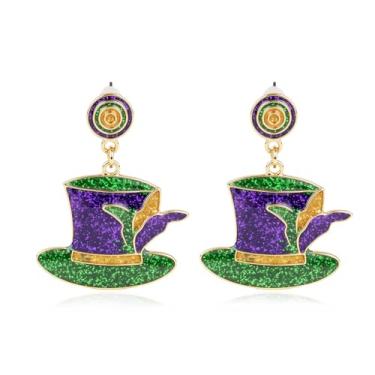 Imagem de LKingel Brincos de carnaval para mulheres, máscara, chapéu, bobo da corte, letra MARDI GRAS, brincos pendentes de carnaval, acessórios de carnaval, joias para presente, roupas de carnaval para