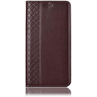 Imagem de GANYUU Capa flip de couro genuíno com slot para cartão, para Apple iPhone 14 Pro Max Case 6,7 polegadas 2022 Capa fólio magnética à prova de choque [Suporte] (Cor: marrom)