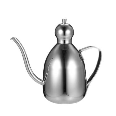 Imagem de Dispenser de óleo aço inoxidável com tampa e alça recipiente prático para molho salada vinagre