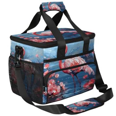 Imagem de Mochila de piquenique com isolamento flamingo, lancheira para mulheres, homens, cesta de piquenique, lancheira portátil para piquenique, praia, trabalho, viagem, escritório, acampamento, pássaro