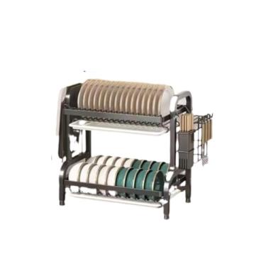 Imagem de Escorredor de Louça Duplo Multifuncional Suporte para Pratos, Talheres e Tábua