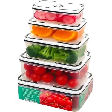 Imagem de Potes Herméticos Retangulares,kit com 5 – Tampas Plásticas Transparentes, Vários Tamanhos, Armazenamento Vedado, Resistentes, Freezer e Micro-ondas – 490ml, 820ml, 1300ml, 2000ml e 2900ml