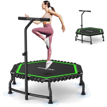 Imagem de ANCHEER Trampolim rebote de 50 "para adultos com barra, mini trampolim de 550 libras, exercício silencioso, rebote, bungee, rebote, salto, treino de cardio trainer para adultos