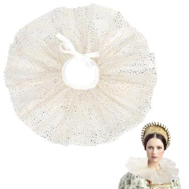 Imagem de AHANDMAKER Gola de malha vintage com babados, gola de tule de palhaço em camadas, ajustável, gargantilha de malha vitoriana renascentista, para cosplay, acessórios de fantasia de festa de Halloween