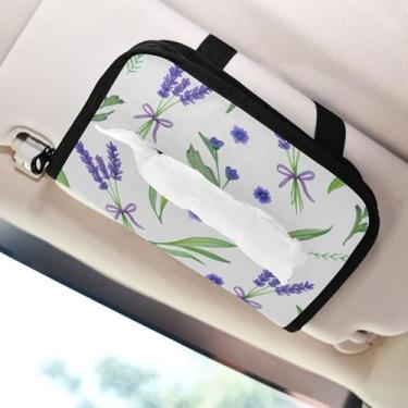 Imagem de SEHANY Porta-lenços de papel de carro lavanda roxa, caixa de lenços para carro, viseira solar, porta-guardanapos retangular, dispensador de máscara de carro, caixa de lenços de papel para automóvel