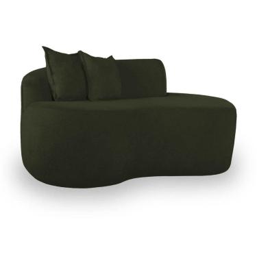 Imagem de Sofá Curvado Feijão Moderno Sala 2 Lugares Bouclé Verde Musgo