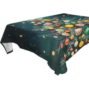 Imagem de Blueangle Toalha de mesa colorida para árvore de Natal – Toalha de mesa quadrada de poliéster impermeável e resistente a manchas para ambientes internos e externos, 152 x 152 cm (284)