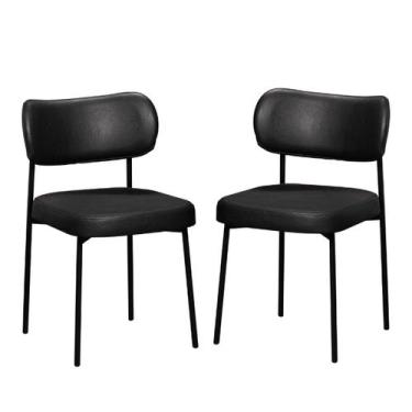 Imagem de Kit 2 Cadeiras Estofadas Camila Para Sala Jantar em Aço - EdeCasaMovei