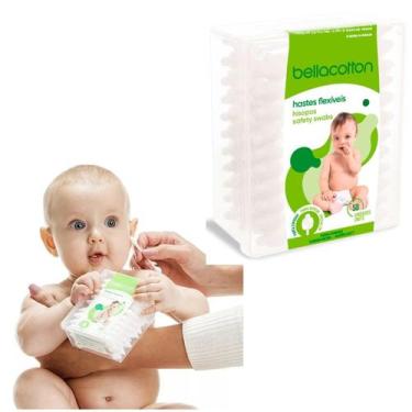 Imagem de Cotonete Para Bebê Bellacotton hastes flexiveis  Higiene 2 Caixas Tota