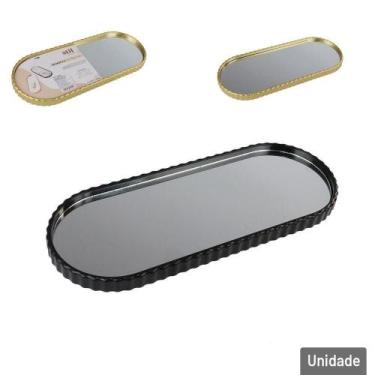 Imagem de Bandeja Decorativa Plástica 30cm Com Espelho Oval - Tudo Em Caixa - OU