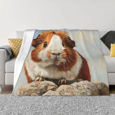 Imagem de Cobertor de viagem macio e divertido com estampa de porquinho-da-índia, cobertor de sofá e cama, adequado para sofás e camas.