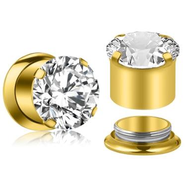 Imagem de Uqnwbdq 10G-00G Medidor de coração CZ para orelha, aço cirúrgico 316L, acabamento espelhado, alargador, alargador, alargador, alargador, brincos internamente roscados de diamante para mulheres e