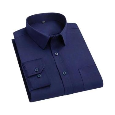 Imagem de Camisa Social Masculina Slim Fit Antirrugas De Manga Longa Branca Clás