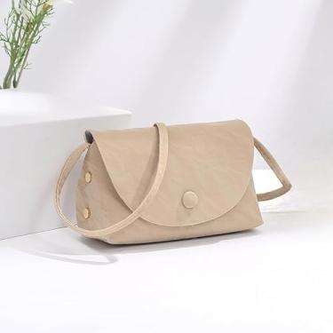 Imagem de Bolsa tiracolo feminina de couro PU pequena bolsa quadrada com design plissado, bolsa de ombro moderna para itens essenciais diários, Caqui, Bolsas transversais