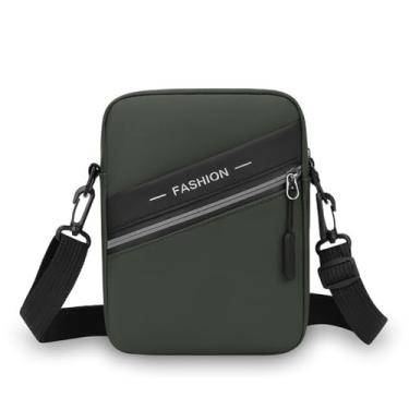 Imagem de Bolsa tiracolo masculina com vários bolsos, casual, grande capacidade, bolsa mensageiro, PU, masculina, bolsa de ombro para uso ao ar livre (verde)