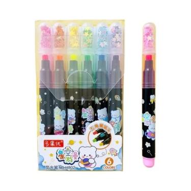 Imagem de Conjunto De Canetas Marcadoras Kawaii Em Cores Candy, 6 Cores, Carimbo